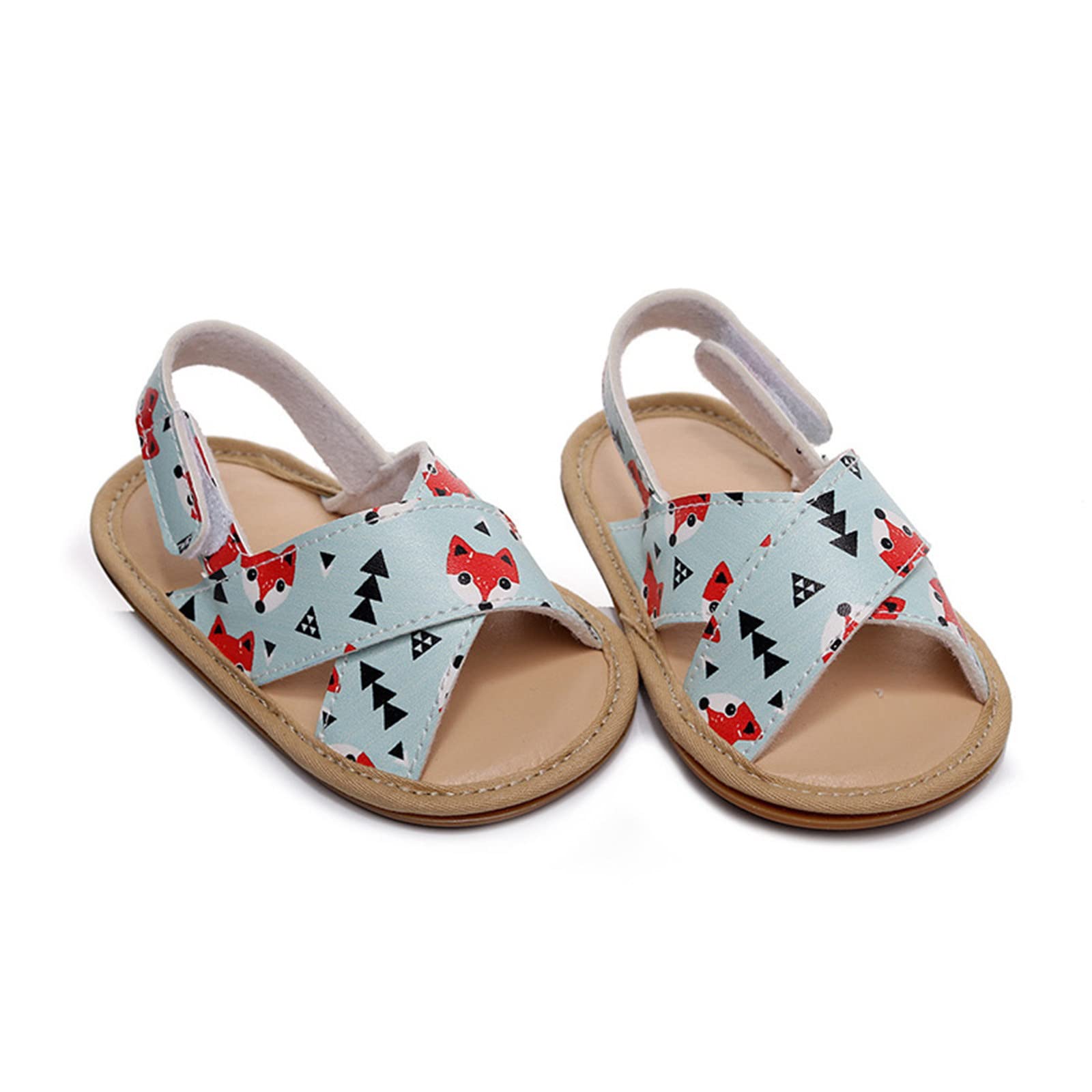 TODOZO Infant Boys Girls Open Toe Cartoon Printed Shoes First Walkers Shoes Summer Toddler Flat Sandals Mesh Play Sandals