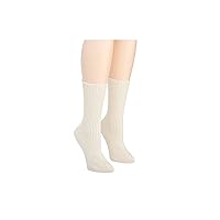 Cottonique Women's Latex Free Organic Cotton Socks - 2 Pack, M27703, Natural, S