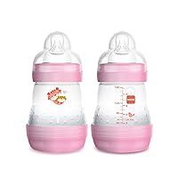 MAM Easy Start Anti Colic 5 oz Baby Bottle, Easy Switch Between Breast and Bottle, Reduces Air Bubbles, 2 Pack, Newborn, Girl