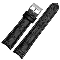 Genuine Leather watchband for Citizen Seiko Wristband 20mm Curve end Cow Leather Black Blue Brown Straps (Color : 10mm Gold Clasp, Size : 20mm)