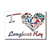 Longboat Key Fridge Magnet Florida (FL) Magnets USA Souvenir I Love Gift (VAR. Symbol)