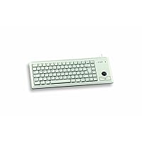 Cherry Compact Keyboard G84-4400, French layout, AZERTY keyboard, wired keyboard, mechanical keyboard, ML mechanics, integrated optical trackball plus 2 mouse buttons, light grey