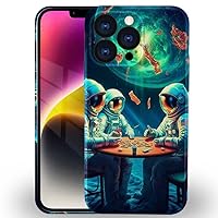 Case Compatible with iPhone 14 pro max,3D Full-Width Printing Three Astronauts Playing Cards Pattern Phone Hard case, Drop Proof and Waterproof Personalized Phone case, Unisex