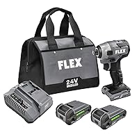 FLEX 24V Brushless Cordless 1/4-Inch Hex Impact Driver Kit with (2) 2.5Ah Lithium Battery and 160W Fast Charger - FX1351-2A