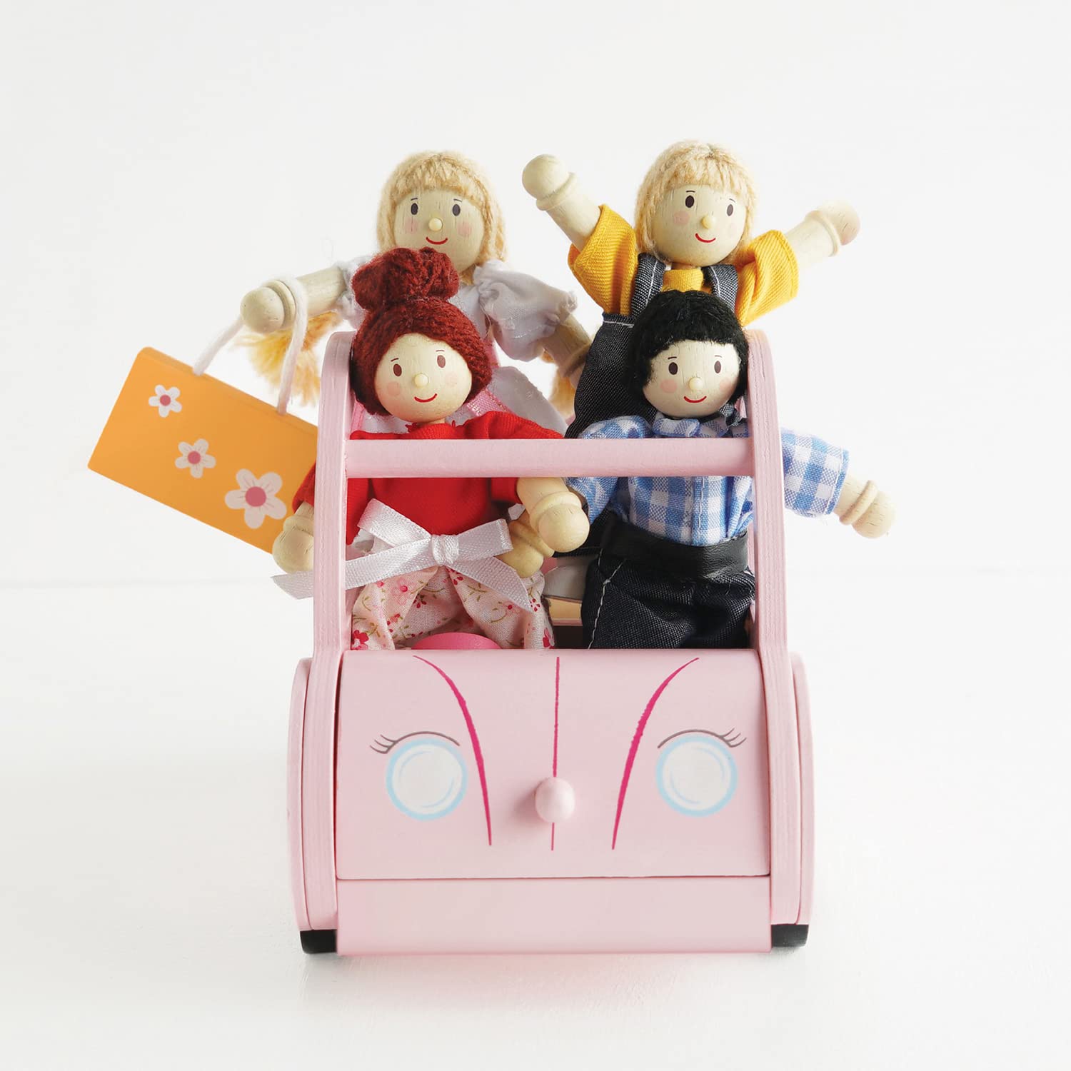 Le Toy Van - Wooden Daisylane Sophie's Car Accessories Play Set for Dolls Houses - Wooden Car Toy with Luggage Accessory - Dollhouse Accessories - Suitable for Ages 2+,Bright Pink, Medium