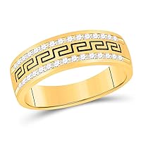 The Diamond Deal 14kt Yellow Gold Mens Round Diamond Wedding Grecco Band Ring 1/2 Cttw