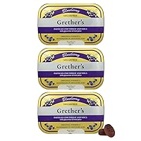 GRETHER'S Sugarfree Blueberry Pastilles - Natural Dry Mouth Relief - Soothing Throat & Healthy Voice - Gift for Singers - 3.75 oz. 3-Pack