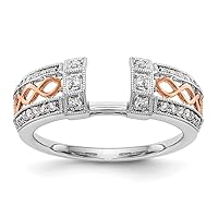 14k White Gold and Rose Gold 1/4 Carat Diamond Wrap Ring Size 7.00 Jewelry for Women