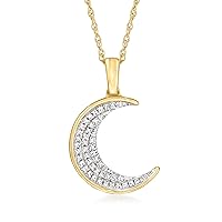 Canaria Fine Jewelry Diamond-Accented Moon Pendant Necklace in 10kt Yellow Gold. 18 inches