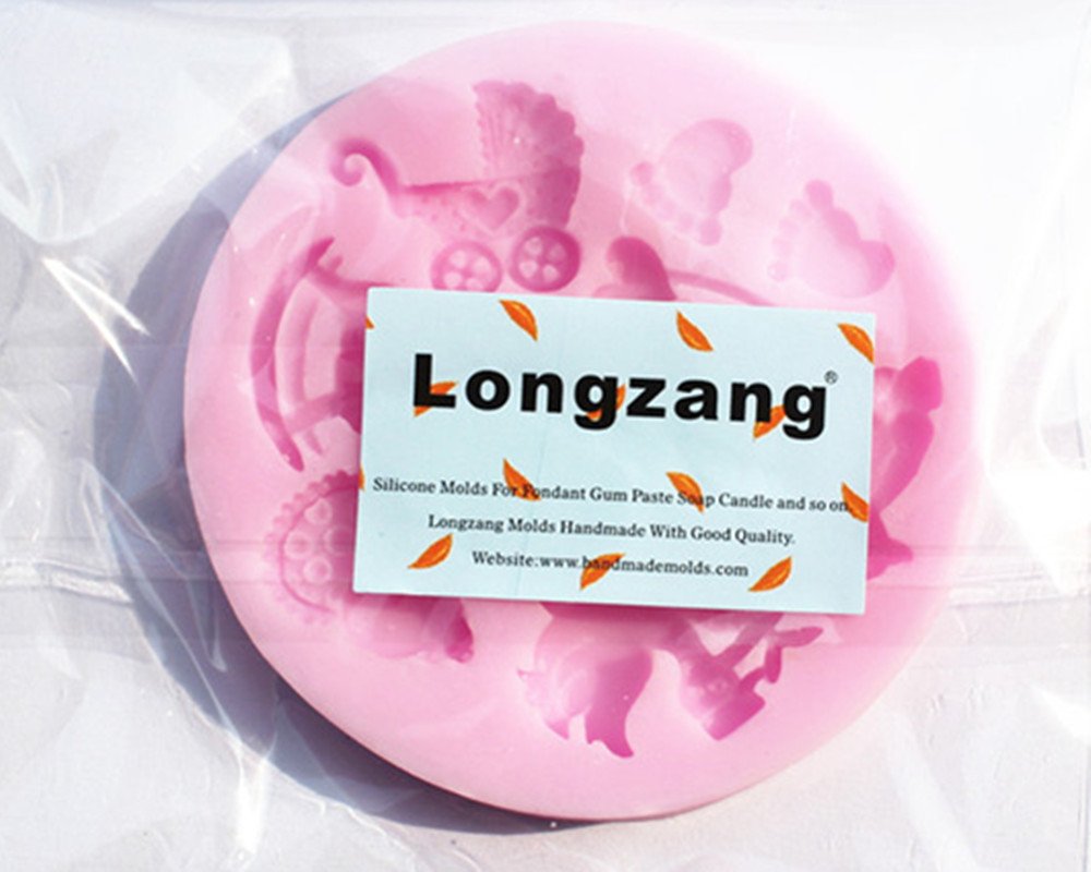 Longzang Mini Silicone Sugar, Fondant and Cake Mold, Baby Shower Theme, Pink