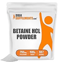 BulkSupplements.com Betaine HCl Powder - HCl Supplement - Betaine Hydrochloride Powder - Digestive Enzymes Supplement - Digestion Supplement - Enzymes for Digestive Health (500 Grams - 1.1 lbs)