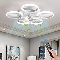 LED Quiet Ceiling Fan with Lighting, 66 W Dimmable Ceiling Light with Fan, with Remote Control and App Timer Lamp with Fan, for Living Room, Bedroom, Children's Room (White)