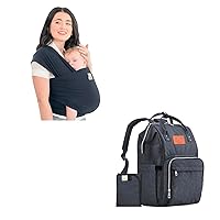 KeaBabies Baby Wrap Carrier and KeaBabies Diaper Bag Backpack - All in 1 Original Breathable Baby Sling, Waterproof Multi Function Baby Travel Bags, Lightweight,Hands Free Baby Carrier Sling
