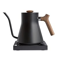 Fellow Stagg EKG Electric Gooseneck Kettle - Pour-Over Coffee and Tea Kettle - Stainless Steel Water Boiler - Quick Heating for Boiling Water - Matte Black With Walnut Handle