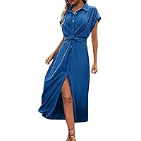 Maxi Dresses for Women 2024 with Sleeves, Women's Design Waist Belted Long Skirt Multi Color Code Short, S XL