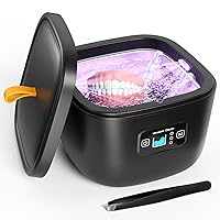 Retainer Cleaner Machine - 255ML Ultrasonic Denture Cleaner for Aligner Mouth Guard Toothbrush Ring Diamond, 45kHz LED Light Sonic Cleaning Machine for Jewelry, Dental Appliances (Brown)