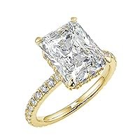 2ct Radiant Cut Moissanite Engagement Ring for Women,D Color VVS1 Clarity Rings Solid 10K/14K/18K White Yellow Rose Gold Promise Wedding Rings Gift for Her