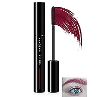 Burgundy Mascara Voluminous Waterproof,Colored Tubing Mascara for Eyelashes,Longlasting Curling Liquid Lash Princess Extensions Red Mascara Volume and Length,Cosplay Party Stage Eye Makeup for Women