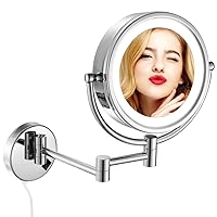 8.5 Inch LED Light Magnifying Makeup Mirror with 3 Color Modes Double Sided Vanity Mirror for Bathroom with 10X Magnification M1809D(Chrome,10x)