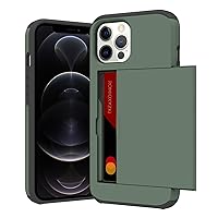 ZIYE for iPhone 12 Pro Max Case with Card Holder,for iPhone 12 Pro Max Wallet Case Anti-Scratch Dual Layer Hidden Pocket Case Shockproof Cover Compatible with iPhone 12 Pro Max-Green
