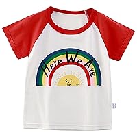 Children's Short Sleeved T Shirt Summer Raglan T Shirt Baby Top Breathable Cute Children's Clothing Rainbow Girls Teal Top