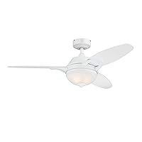 Westinghouse 7237200 Arcadia Indoor Ceiling Fan with Light and Remote, 46 Inch, White