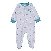 Nike Infant/Toddler Printed Footed Coverall (White(56E199-001)/Blue, 9 Months)