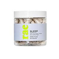 Rae Wellness Sleep Capsules - Support Relaxation and Calm for a Restful Night with Chamomile, L-Theanine, 5-HTP, Lemon Balm, and Melatonin 3mg - Vegan, Non-GMO, Gluten Free (30 Servings)