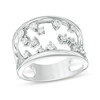 0.50 Cttw Diamond Wave Open-Frame Ring in Sterling Silver (I-J/13)