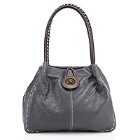 Ladies Womens Faux Leather Button Detail Shoulder Shopper Bag Tote Handbag