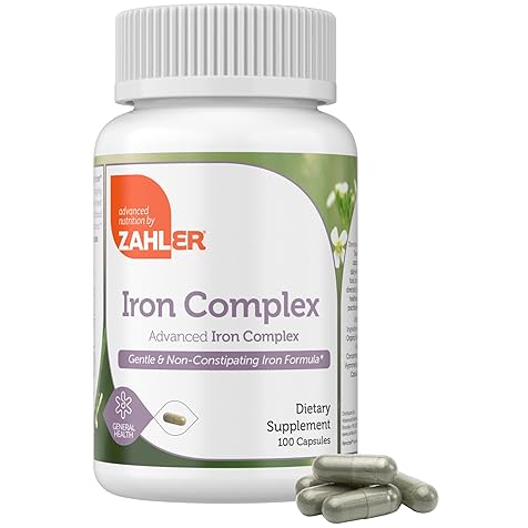 Iron Supplement with Vitamin C - Capsule Iron Pills for Women and Men - High Absorption, Easy on Stomach, Kosher Ferrous Iron Supplements with Vitamins C, B12, Folate & More - 100 Count