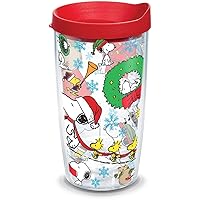 Peanuts Christmas Collage Made in USA Double Walled Insulated Tumbler Travel Cup Keeps Drinks Cold & Hot, 16oz, Classic