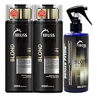 Truss Blond Shampoo and Conditioner with Violet Pigments Set Bundle with Deluxe Prime Champagne Blond Hair Toner