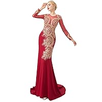 Mermaid/Trumpet Elegant Evening Dress Party Gowns Jewel Neck Long Sleeves Floor Length Prom Dress 2023