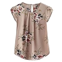 T Shirt for Women Flutter Cap Short Sleeve Boat Neck Chiffon Floral Cutout Victorian Flowy Tee Shirt Tops Women