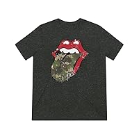 Lips & Tongue, Camouflage, Unisex Triblend Tee Solid Black Triblend / 3XL