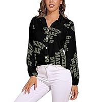 Whiskey Made ME DO IT Women's Button Down Shirt V Neck Long Sleeve Blouses Fashion T-Shirt Tops