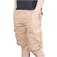 Men's Cargo Shorts Relaxed Fit Outdoor Camping Hiking Shorts Elastic Waist Cotton Ripstop Work Utility Shorts