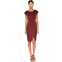 Womens Ribbed Cap Sleeve Cocktail Dress Purple S