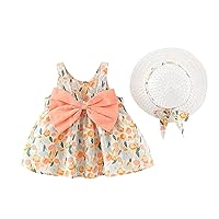 Toddler Baby Girl Suspender Ruffled Skirt Dress Bow Design Dress Summer Princess Dress for Vacation Flower Outfit