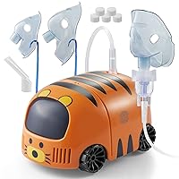 Nebulizer Machine for Kids, Portable Cool Mist Breathing Treatment, Included Nebulizer Tubing and Mouthpiece Replacement Kit (Little Tiger)