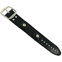 18mm WB Wide Military Style Cuff Genuine Leather Stitched Black Watch Band Strap L8