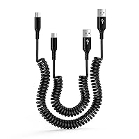 Android Auto Type C Cable, 3FT 6FT 2-Pack USB C Charger Cable Fast Charging Retractable Cell Phone Car Coiled Cord for Google Pixel 8 Pro 7a 6a 6 Pro, Samsung Galaxy S24 A15 5G A54 A14 5G A13 S23 S22