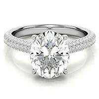 Kiara Gems 3.50 CT Oval Colorless Moissanite Engagement Ring for Women/Her, Wedding Bridal Ring Sets, Eternity Sterling Silver Solid Gold Diamond Solitaire 4-Prong Sets, for Her