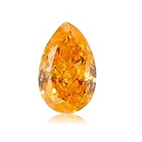 0.18 ct. GIA Certified Diamond, Pear Shape Cut, FVY-O - Fancy Vivid Yellow-orange Color, I1 Clarity Perfect Jewelry Rare Gift