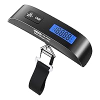 Dr.meter Luggage Scale: Travel Essentials, Backlight LCD Display 110lb/50kg Luggage Weight Scale for Travel Accessories, Portable Handheld Scale with Rubber Paint, Temperature Sensor, Battery Included