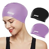 Aegend Swim Caps for Long Hair, Durable Silicone Swimming Caps for Women Men Adults Youths Kids, Easy to Put On and Off, 4 Colors