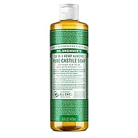 Pure-Castile Liquid Soap (Almond, 16 ounce) - Made with Organic Oils, 18-in-1 Uses: Face, Body, Hair, Laundry, Pets and Dishes, Concentrated, Vegan, Non-GMO