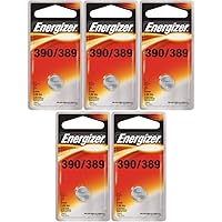 Energizer 389 Button Cell Silver Oxide SR1130W Watch Battery Pack of 5 Batteries