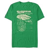 Hasbro Men's Millennium Falcon Detailed Drawing T-Shirt